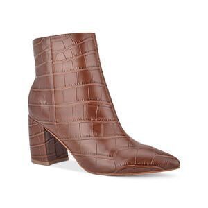 MARC FISHER Womens Dark Red Burgundy Snakeskin Retire Pointed Toe Booties 5 M